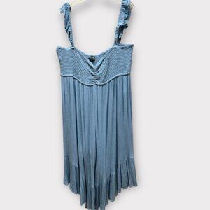Sweet Lovely By Jen Womans 3XL Light Blue Romper Wide Leg Vacay Resort Smocked
